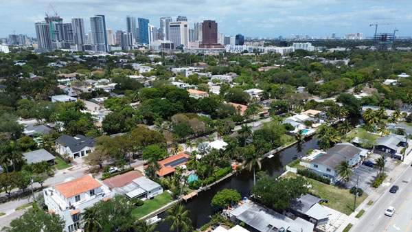 Fort Lauderdale drone shot of city